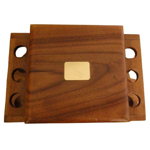 Decatur Mid Century Modern Walnut Wood 6 Pipe Holder Humidor Storage Vintage - Picture 3 of 8